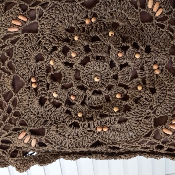 Handcrafted Brown Crochet Tote Bag - Picture 2 of 11